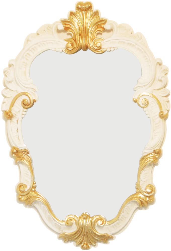 イタリア製レリーフミラー（ホワイト×ゴールド）